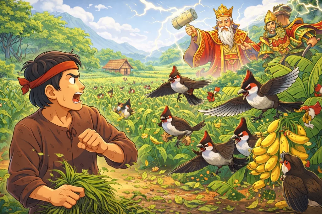Truyện cổ tích Sự tích chim chào mào đuôi đỏ